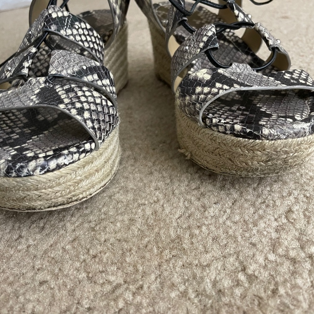 Michael Kors snakeskin espadrille lace up wedges - Picture 3 of 7
